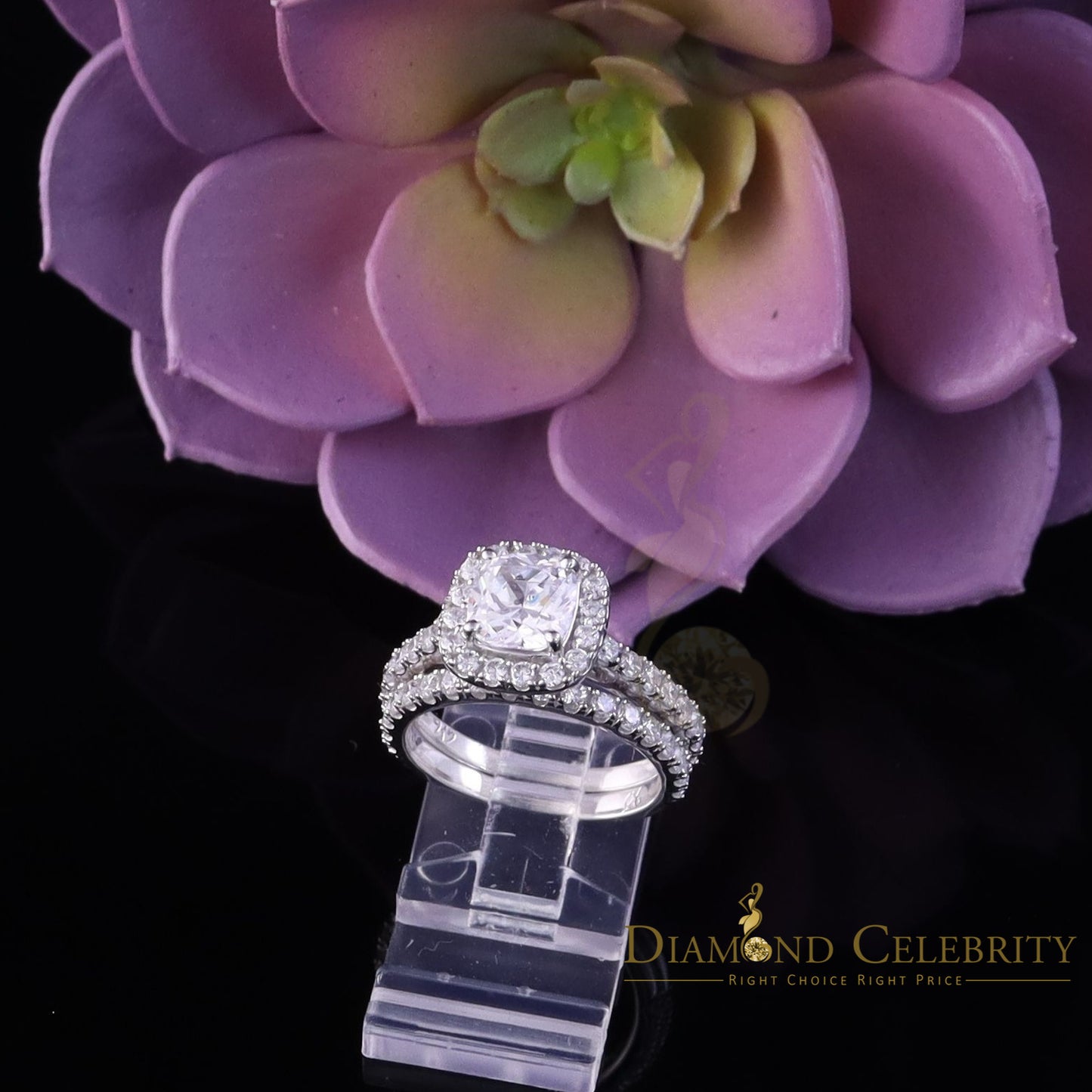 DiamondCelebritees 6.80ct White Cubic Zirconia 925 Sterling Silver Bridal Fashion Womens Ring SZ 7