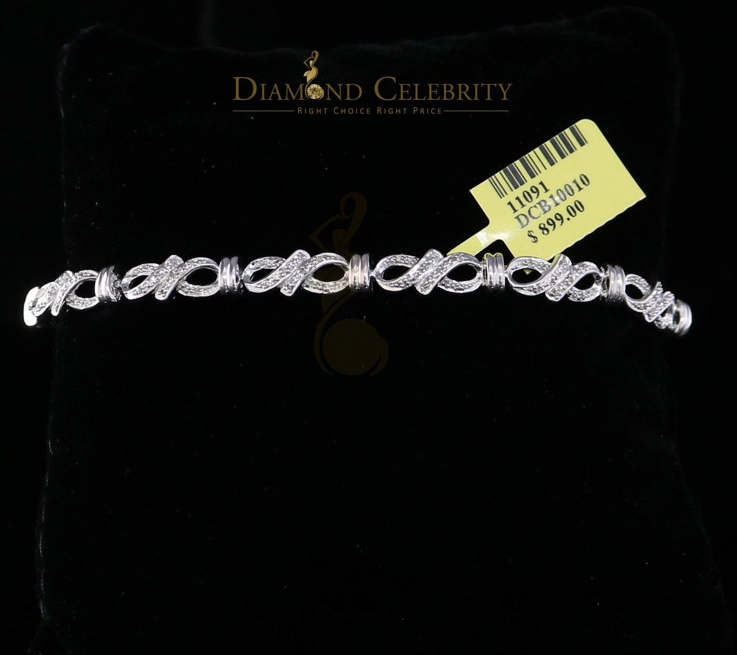 Diamondcelebritees 925 Sterling Silver White Bracelete Size 7 Inch with 0.22CT Genuine Diamonds
