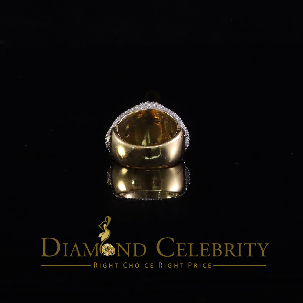 DiamondCelebritees Sterling Yellow Silver 5.50ct Buguette VVS 'D' Moissanite Round Men's Ring SZ 10