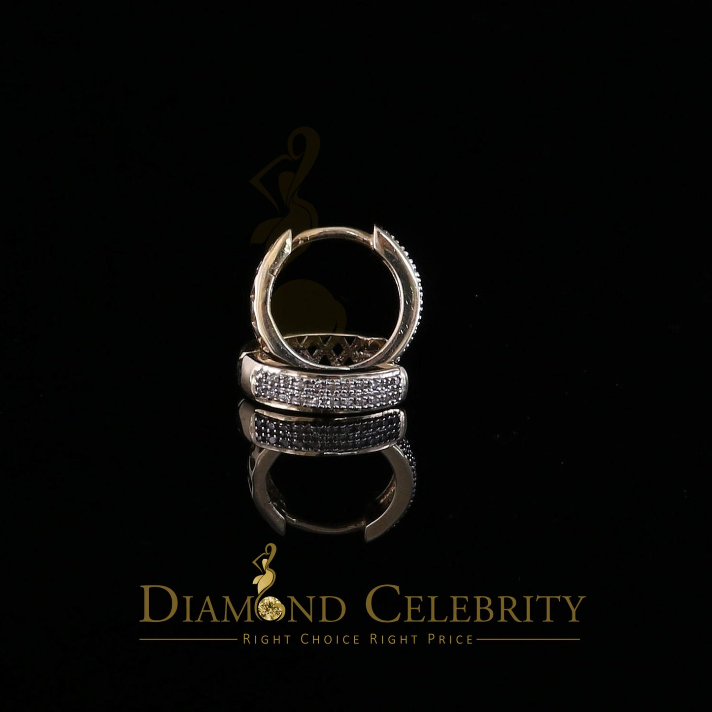 DiamondCelebritees 0.15ct Diamond 925 Sterling Silver Yellow Hoop Stud Earrings For Men's / Women's