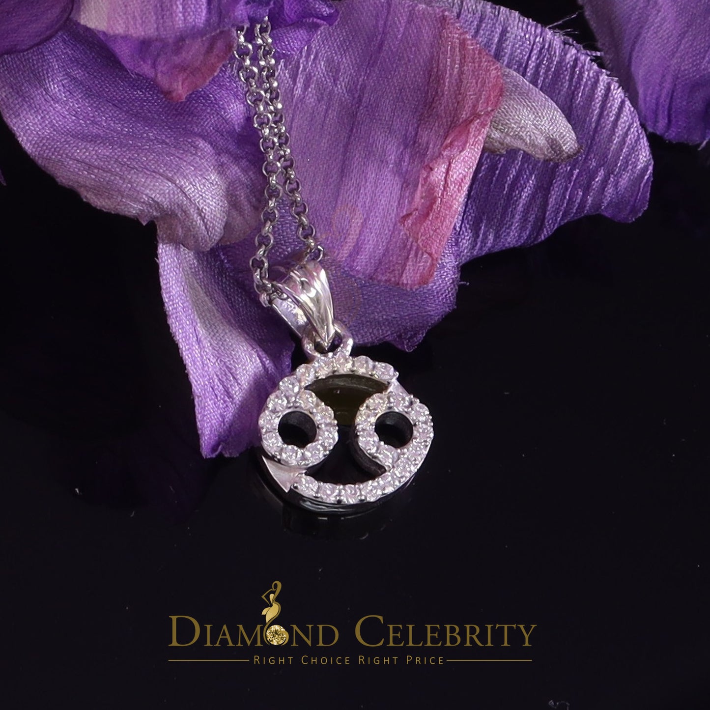 DiamondCelebritees 0.70ct Cubic Zirconia White Silver CANCER JULY Month Pendant Men's & Women's