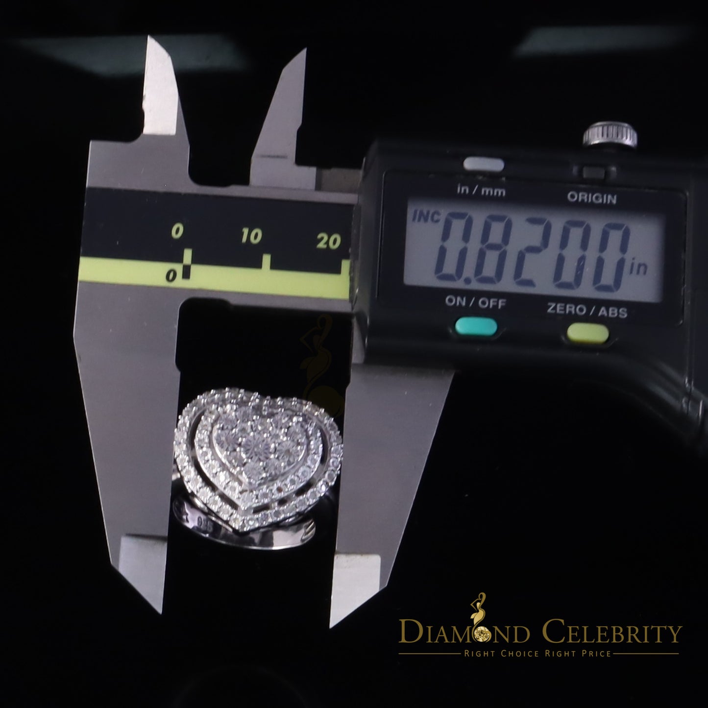 DiamondCelebritees New Big Heart Real Diamond 0.33ct White 925 Sterling Silver Women Charm Ring SZ8