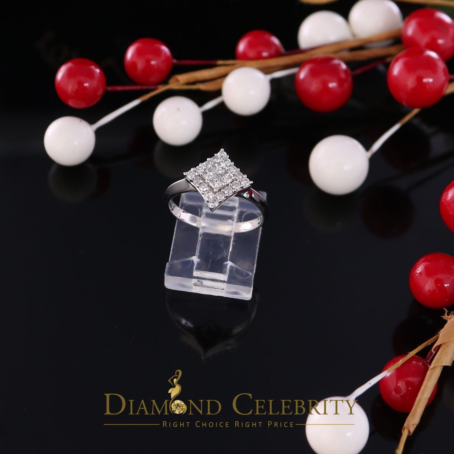 DiamondCelebritees Real 0.50CT Diamond Real 10kt White Gold Womens Ring with KITE Shape Size 6