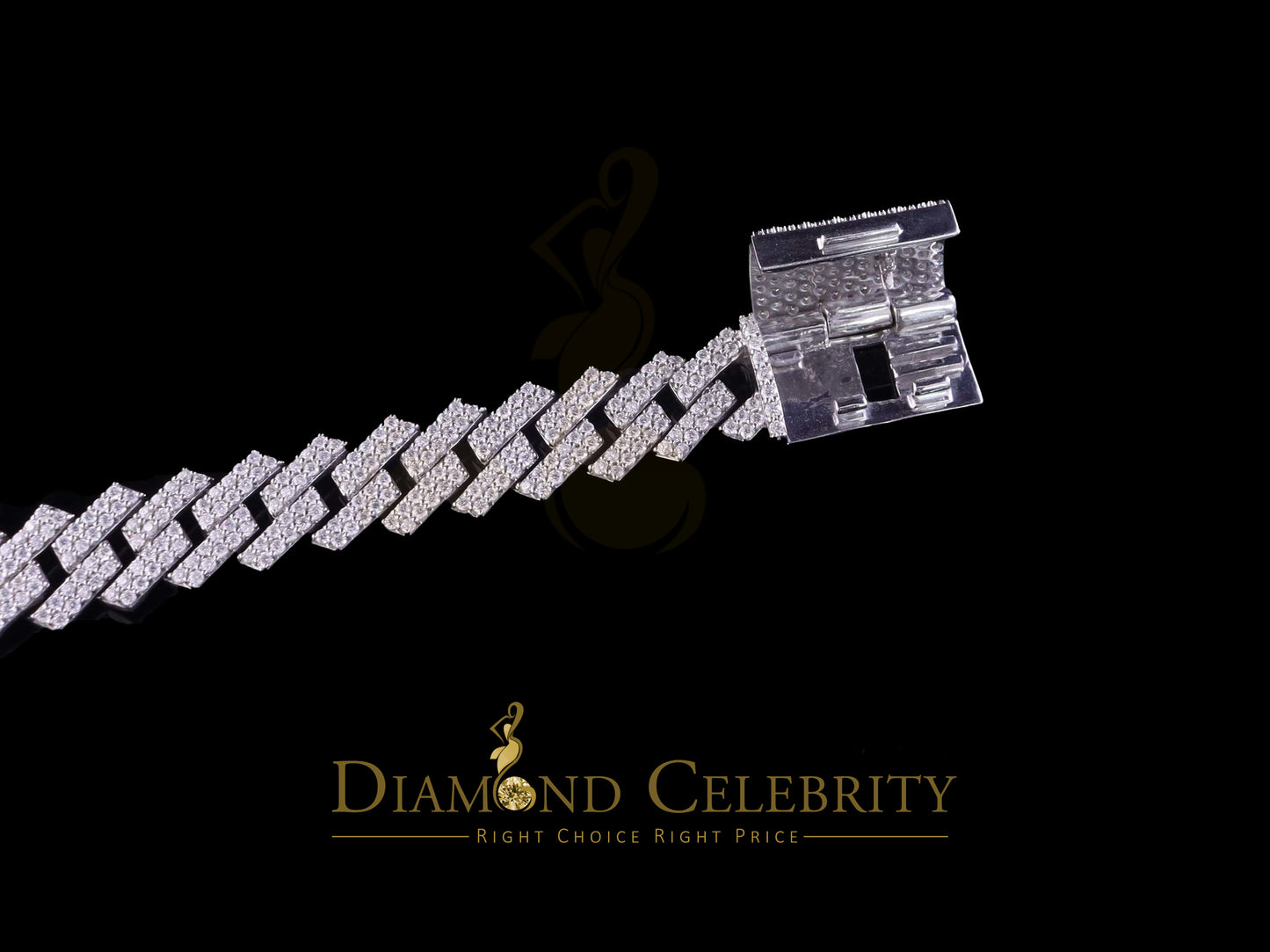 Diamondcelebritees Manoco Men's Bracelet 925 Silver White 16ct Moissanite size 8.5inch & Width 16mm