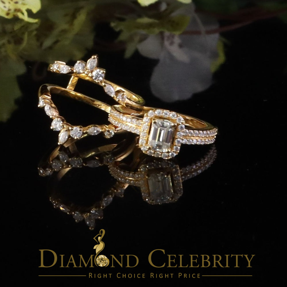 DiamondCelebritees Solitaire Enhancer Guard Wrap Ring Insert 2CT Moissanite 925 Silver Yellow SZ 7