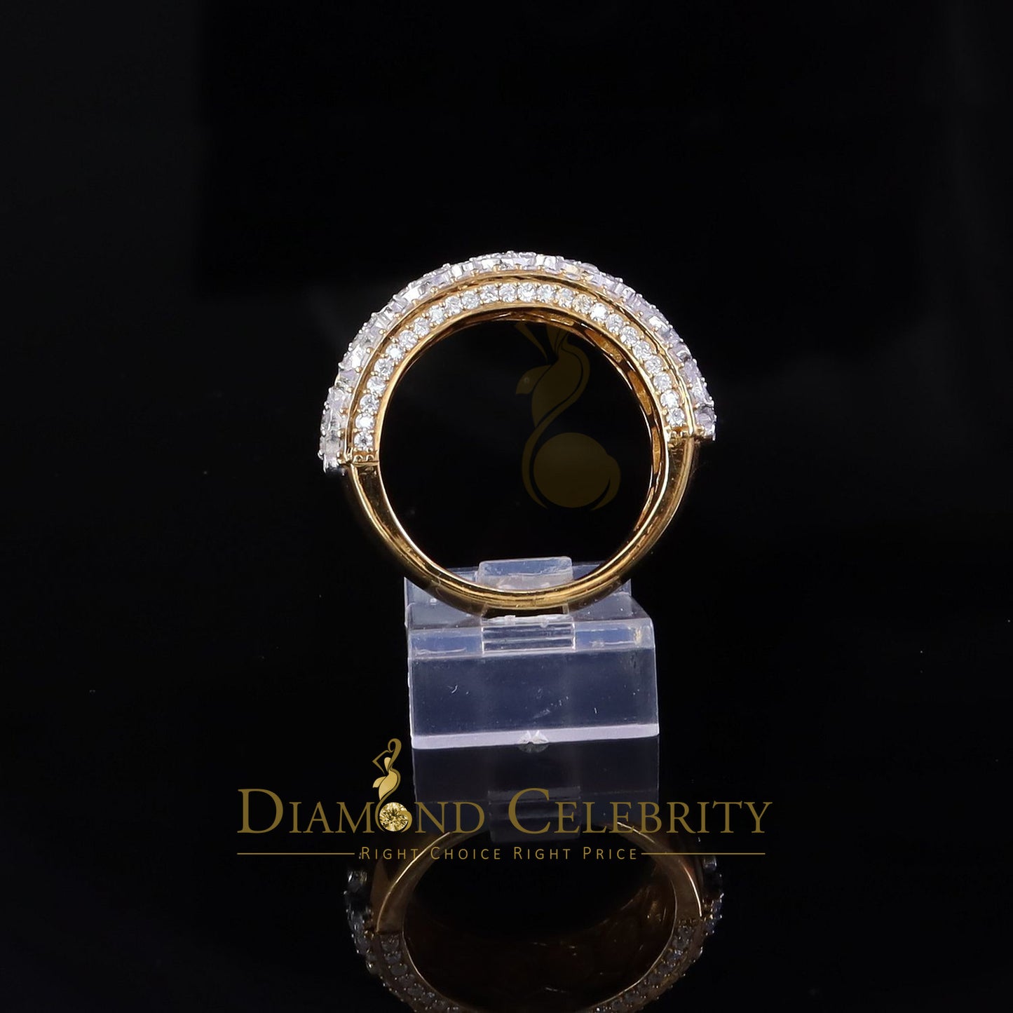 DiamondCelebritees 2.50ct Silver VVS'D Yellow Round Shape 925 moissanite Band Ring size 8 For Men's