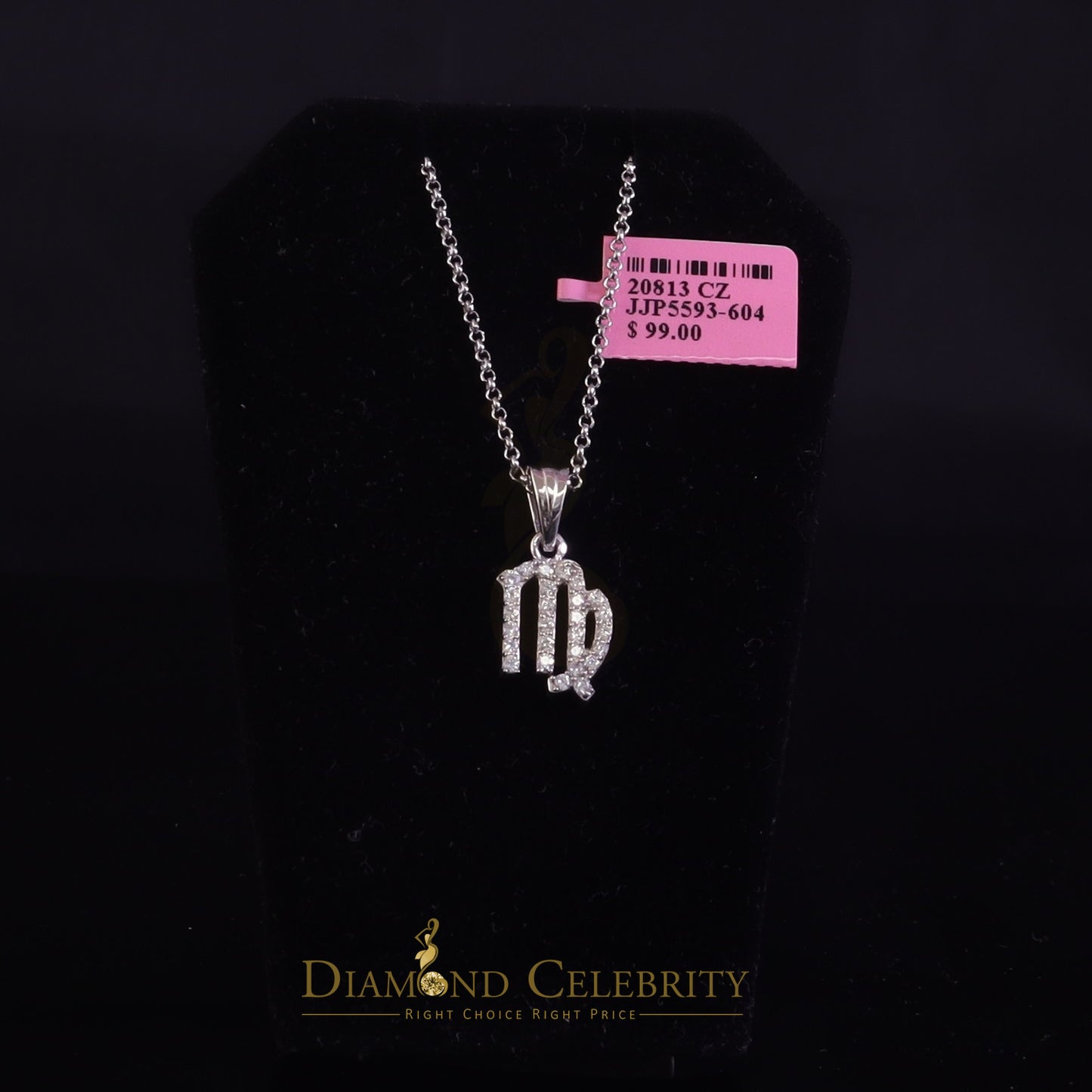 DiamondCelebritees 0.68ct Cubic Zirconia Silver White VIRGO SEPTEMBER Month Pendant Men & Women