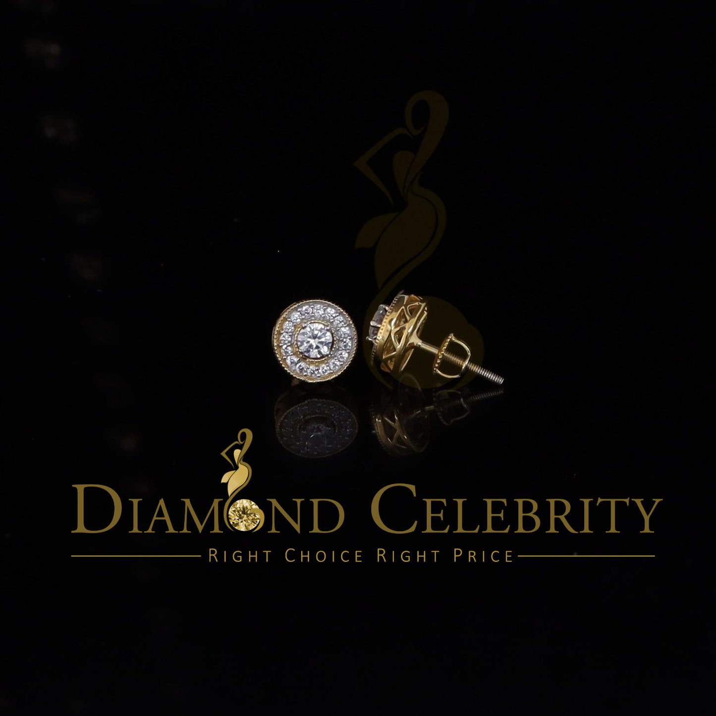 DiamondCelebritees Yellow 0.82ct Sterling Silver 925 Cubic Zirconia Women's Hip Hop Round Earrings