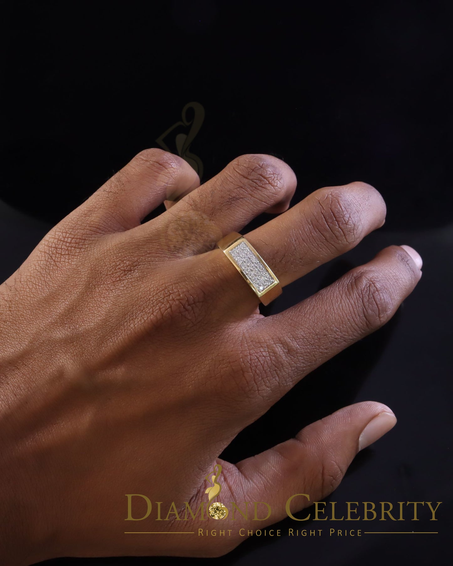 DiamondCelebritees Sterling Mens 0.81ct Yellow Cubic Zirconia Silver Rectangle Fashion Ring Size 9