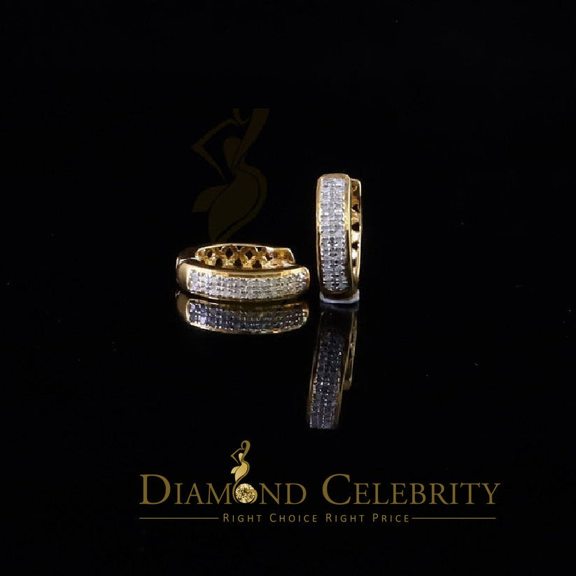 DiamondCelebritees 0.15ct Diamond 925 Sterling Silver Yellow Hoop Stud Earrings For Men's / Women's