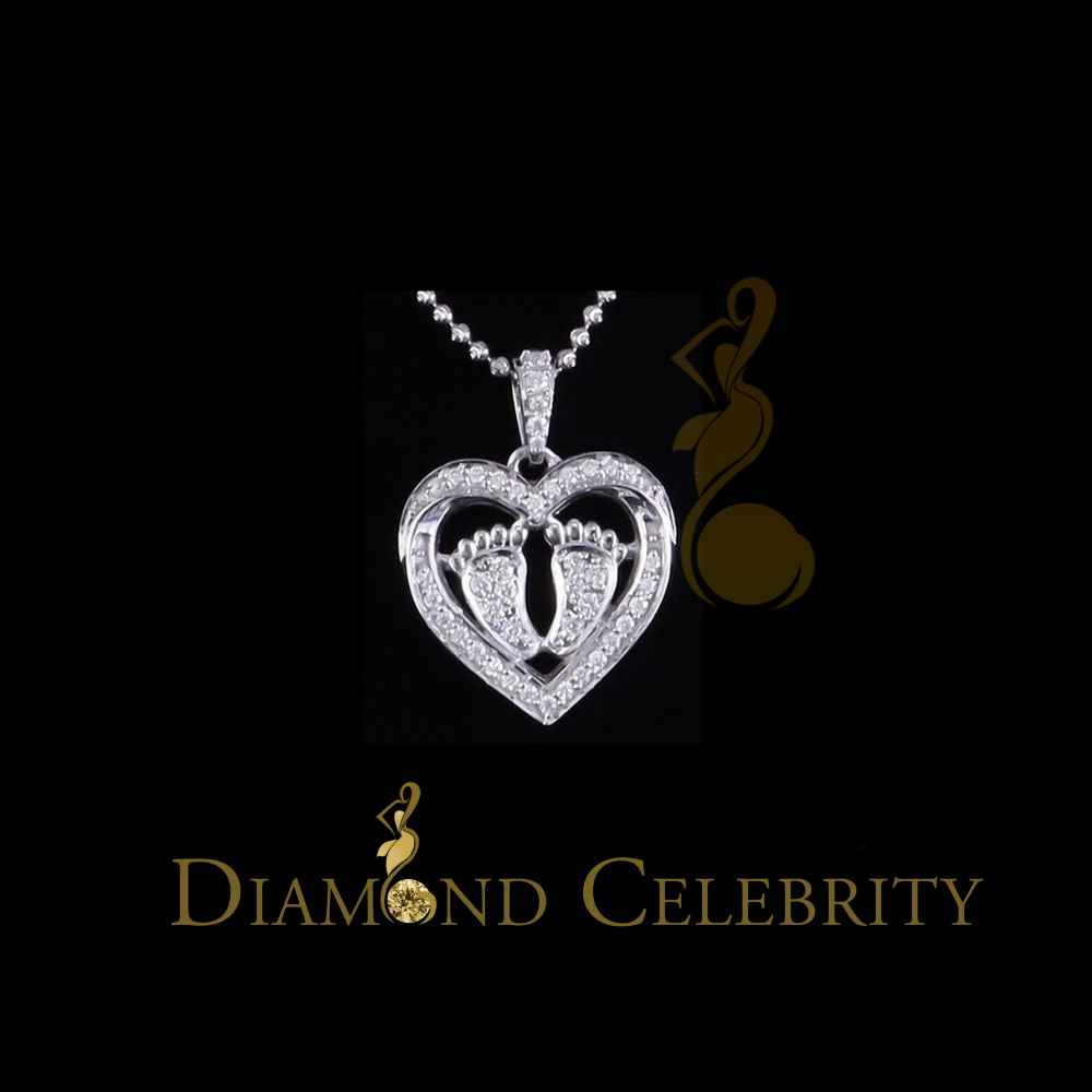 Diamondcelebritees 925 Silver White Heart Child feet 1.50ct Moissanite Mom Pendant For Women VVS D