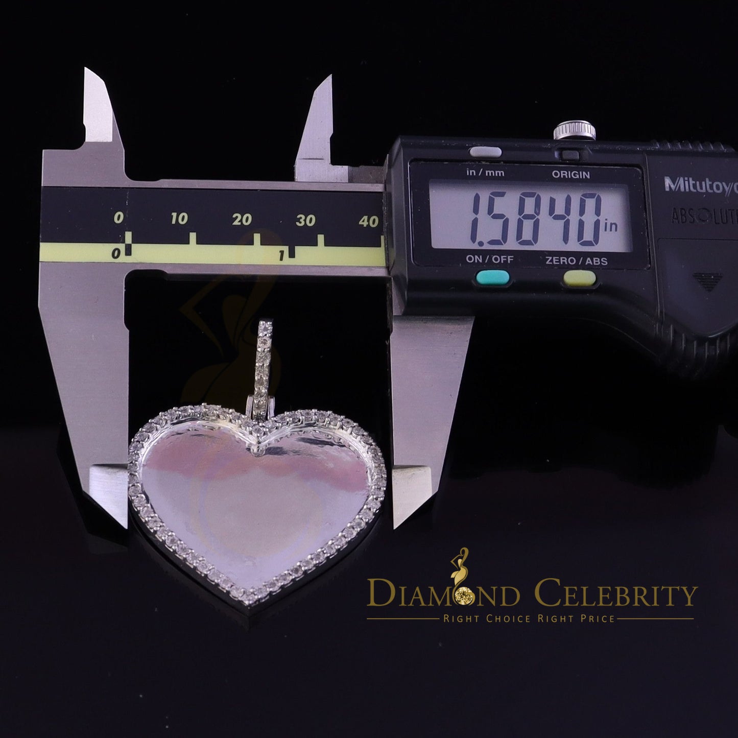 DiamondCelebritees Real 0.33ct Diamond 925 Sterling Silver "1.50" Heart PICTURE Charm White Pendant
