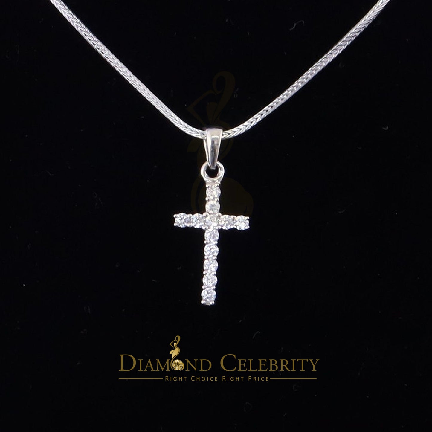 DiamondCelebritees White Beautiful CROSS Shape Sterling Silver Pendant 1.32ct Cubic Zirconia stone