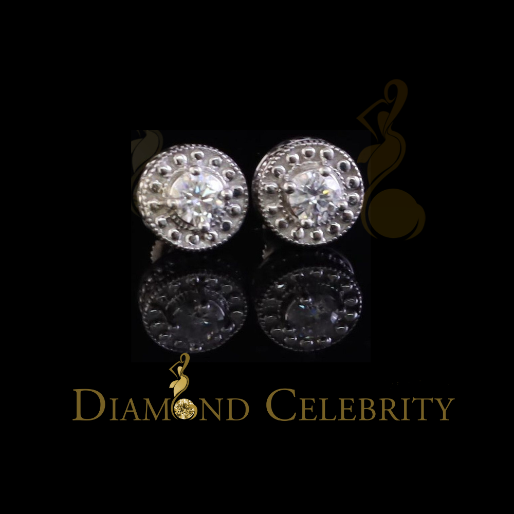 Diamondcelebritees 0.50ct VVS 'D' Moissanite Round Men's/Womens 925 Silver White Stud Earrings
