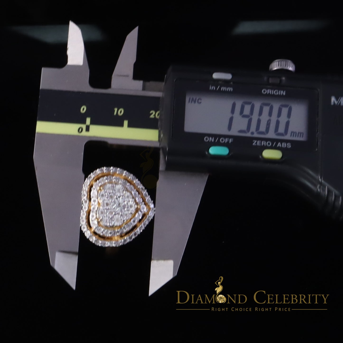 DiamondCelebritees New Yellow Double Heart Real Diamond 0.33ct 925 Sterling Silver Womens Ring SZ 8