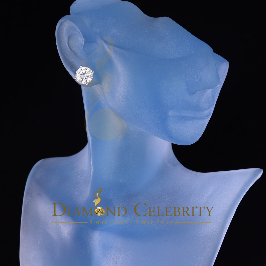 Diamondcelebritees Mens/Womens stud 925 silver White 4.50ct VVS 'D' Moissanite Stud Stud Earrings