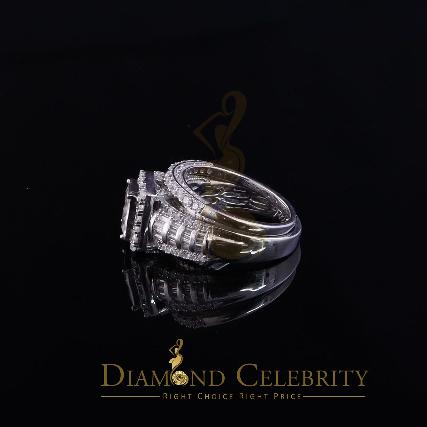 DiamondCelebritees 3.89ct Cubic Zirconia Sterling White Silver Square Engagement Womens Ring Size 7
