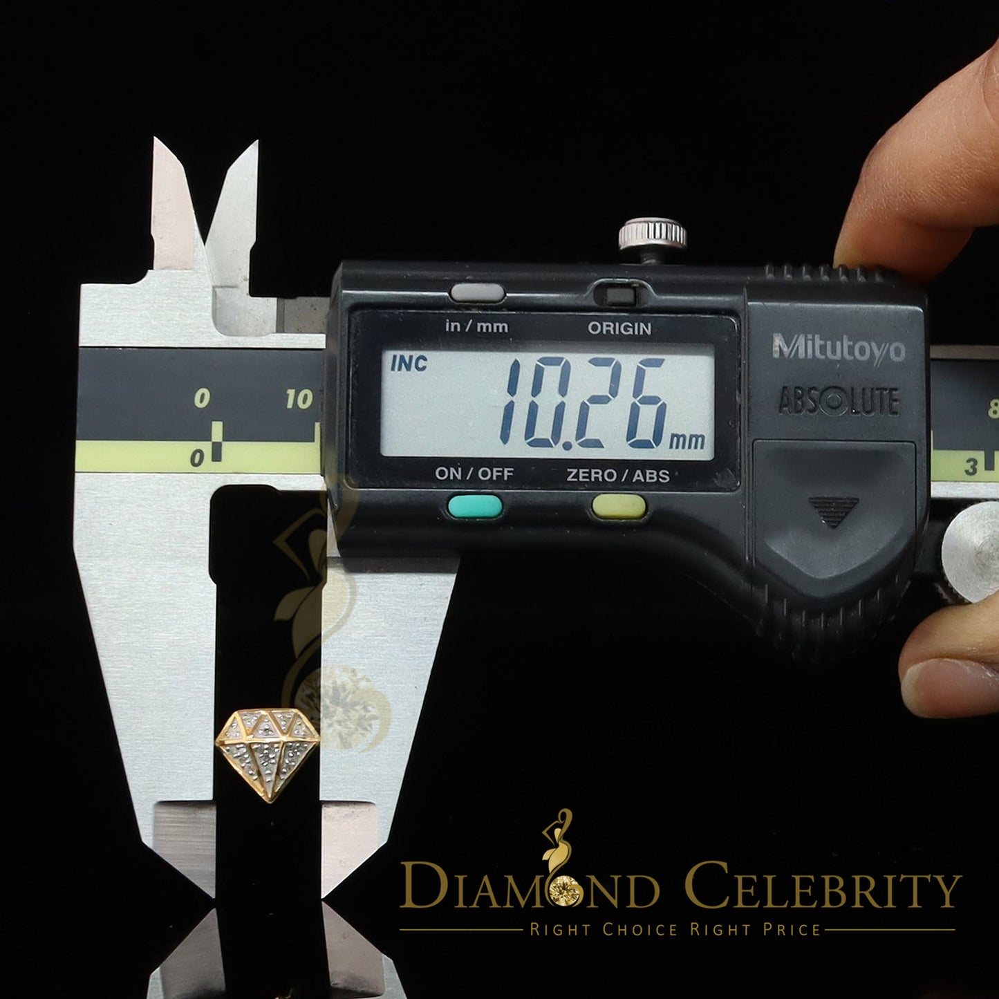 DiamondCelebritees 925 Sterling Silver Diamond 0.10ct Yellow For Men's/Womens Hip Hop Stud Earring