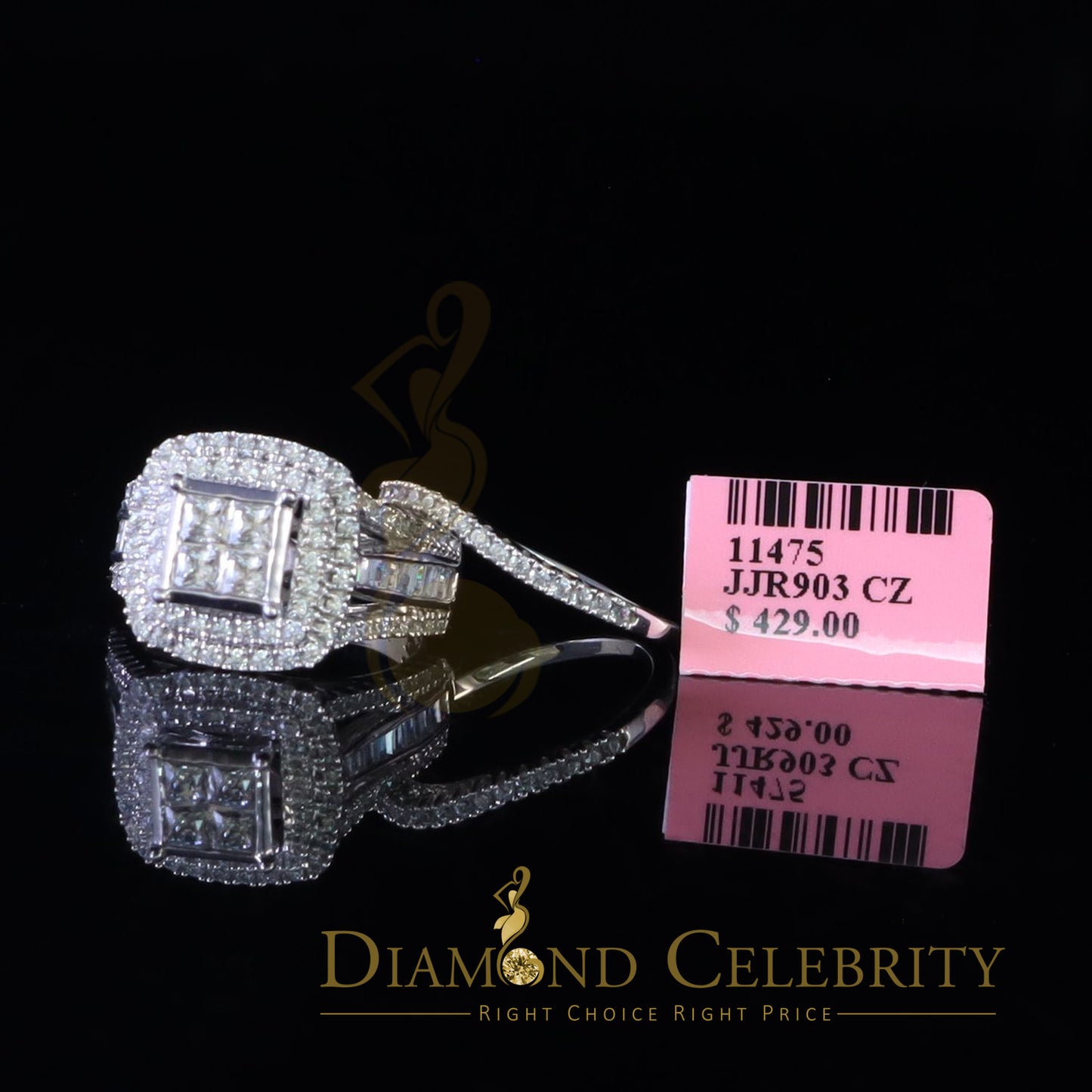 DiamondCelebritees 925 Sterling White Silver Shiny Cubic Zirconia 4.90 ct Bridal Womens Ring Size7