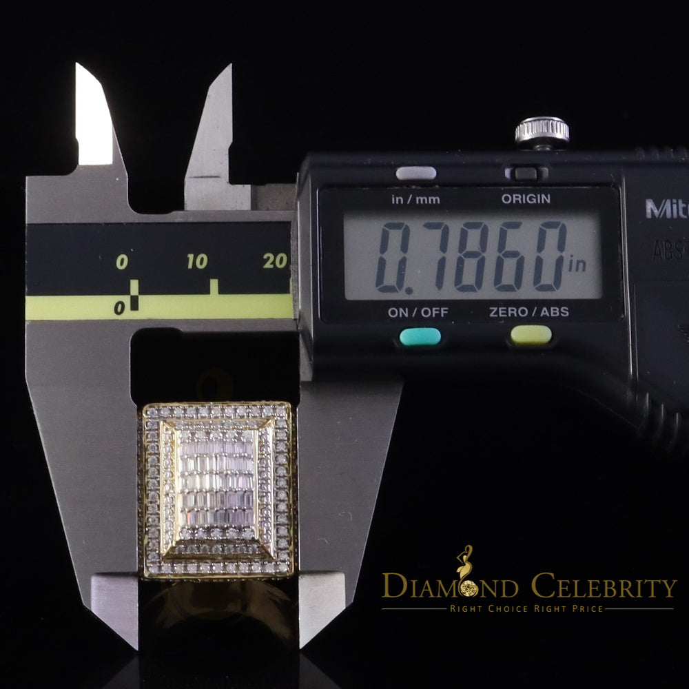 DiamondCelebritees Men's baguette 925 Yellow Silver 4.00ct VVS 'D' Moissanite 3D Square Rings SZ 10