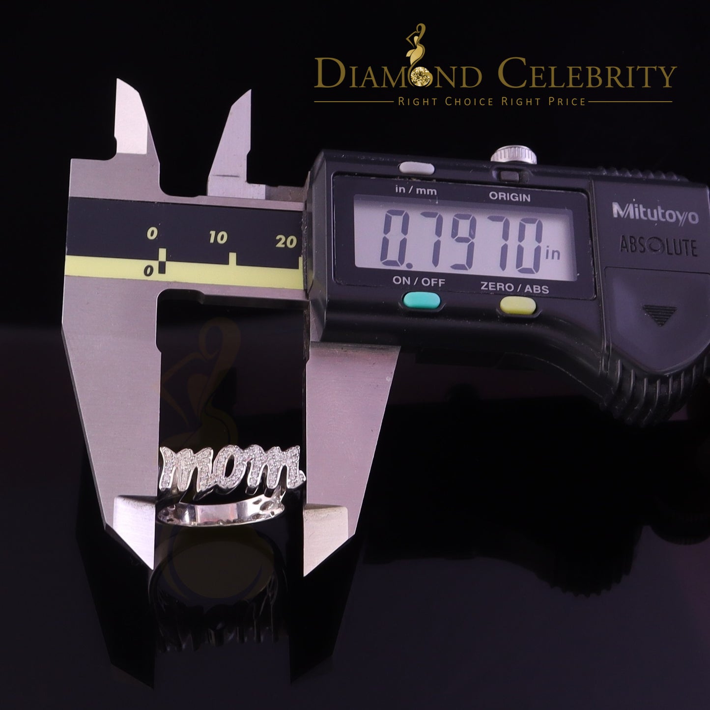 DiamondCelebritees 925 White Silver 0.52ct Cubic Zirconia "MOM" Ring Special Offer @ Mother's Day