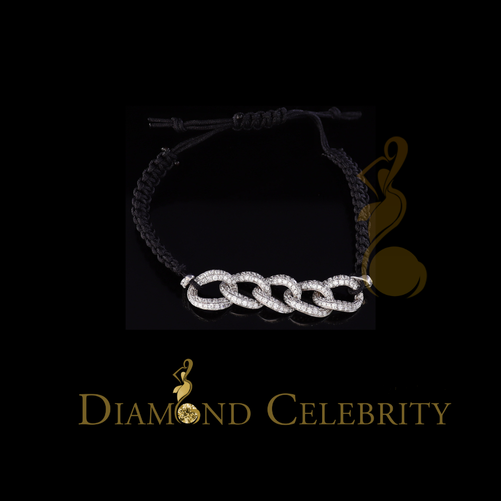 Diamondcelebritees 925 Silver Fancy Sparkling White Bracelet Cubic Zirconia Adjustable Size 7 Inch