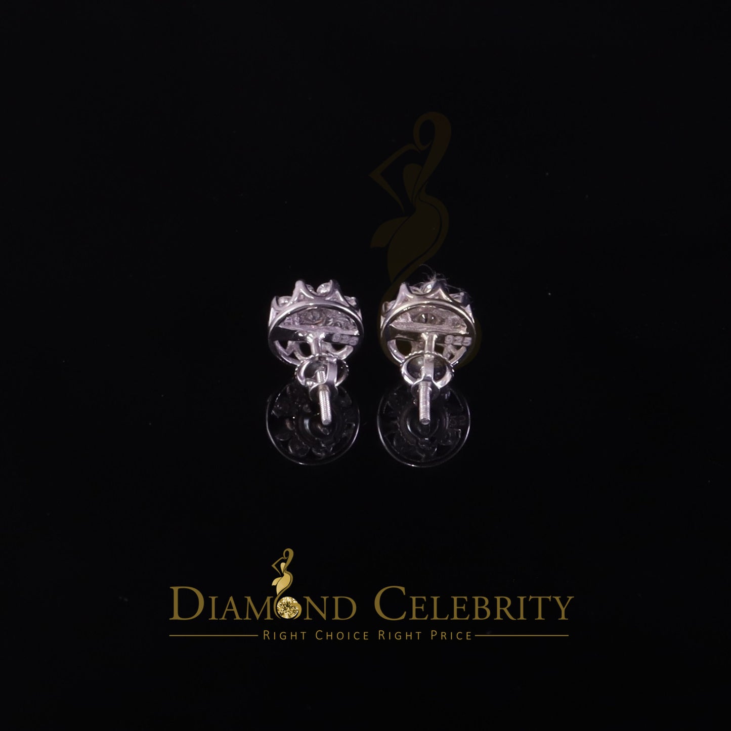 Diamondcelebritees Men's & Womens 925 Silver White 0.75ct VVS 'D' Moissanite Round Stud Earrings