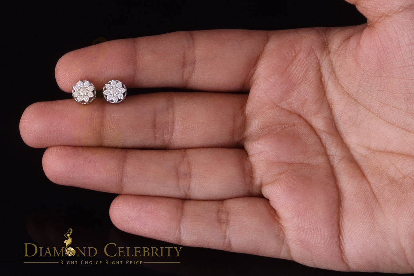 Diamondcelebritees 925 Silver White 0.50ct VVS 'D' Moissanite Round Stud Earrings Men's/Womens