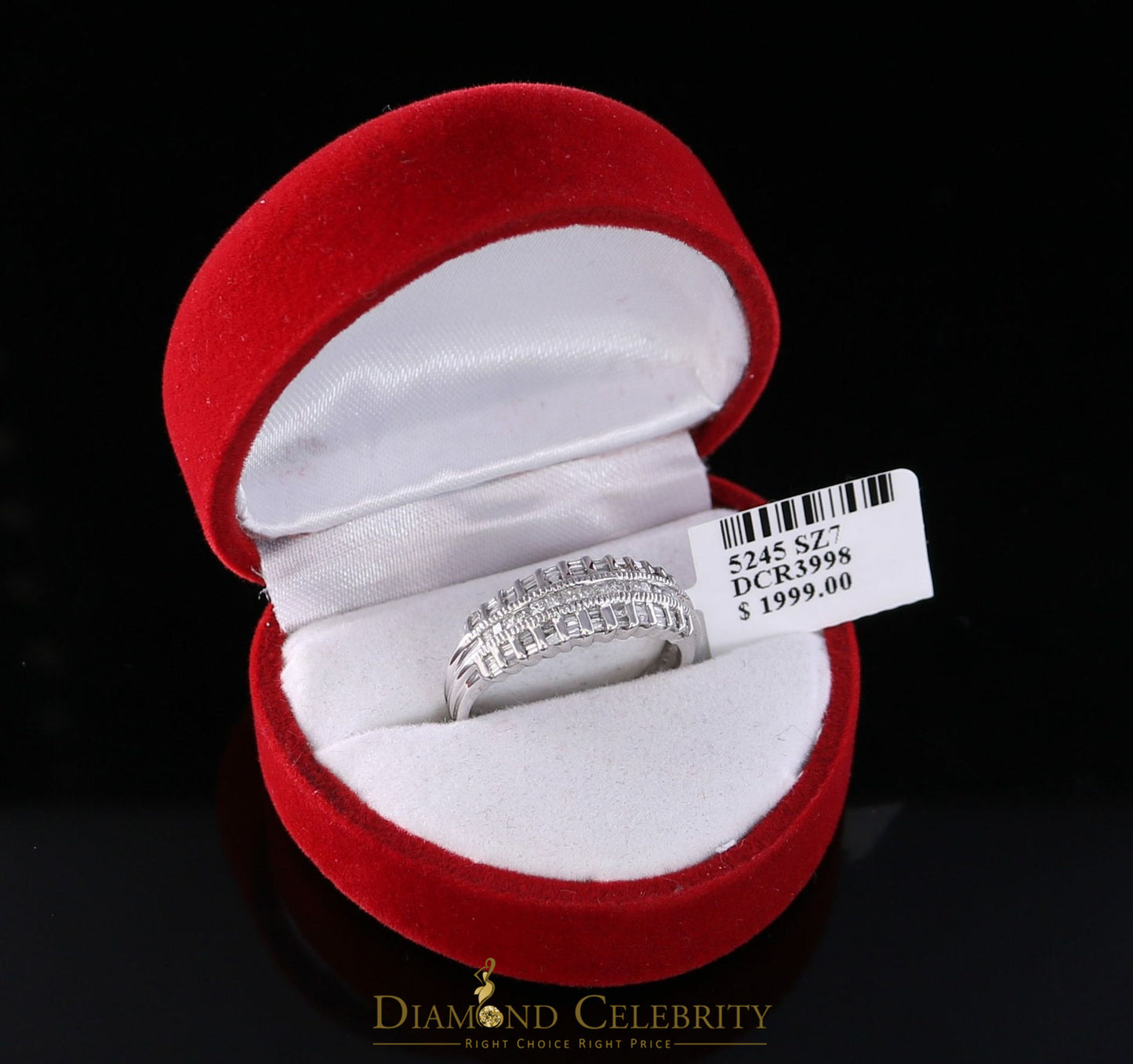 DiamondCelebritees Real 10 kt White Gold with 0.50 CT Genuine Diamond Round Bugget Ring Size 7