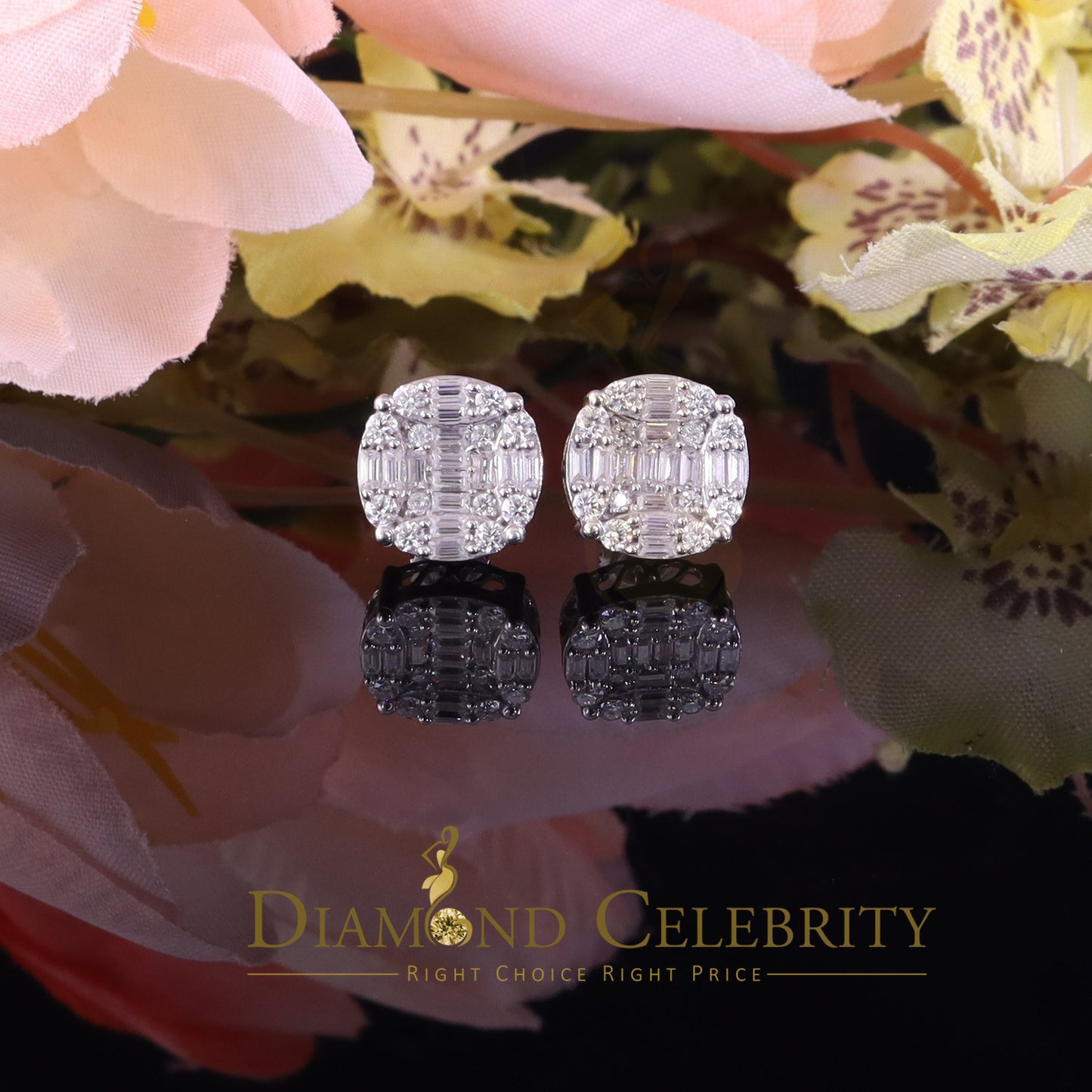 Diamondcelebritees Men's/Womens 925 Silver White 2.00ct VVS 'D' Moissanite Round Stud Earrings