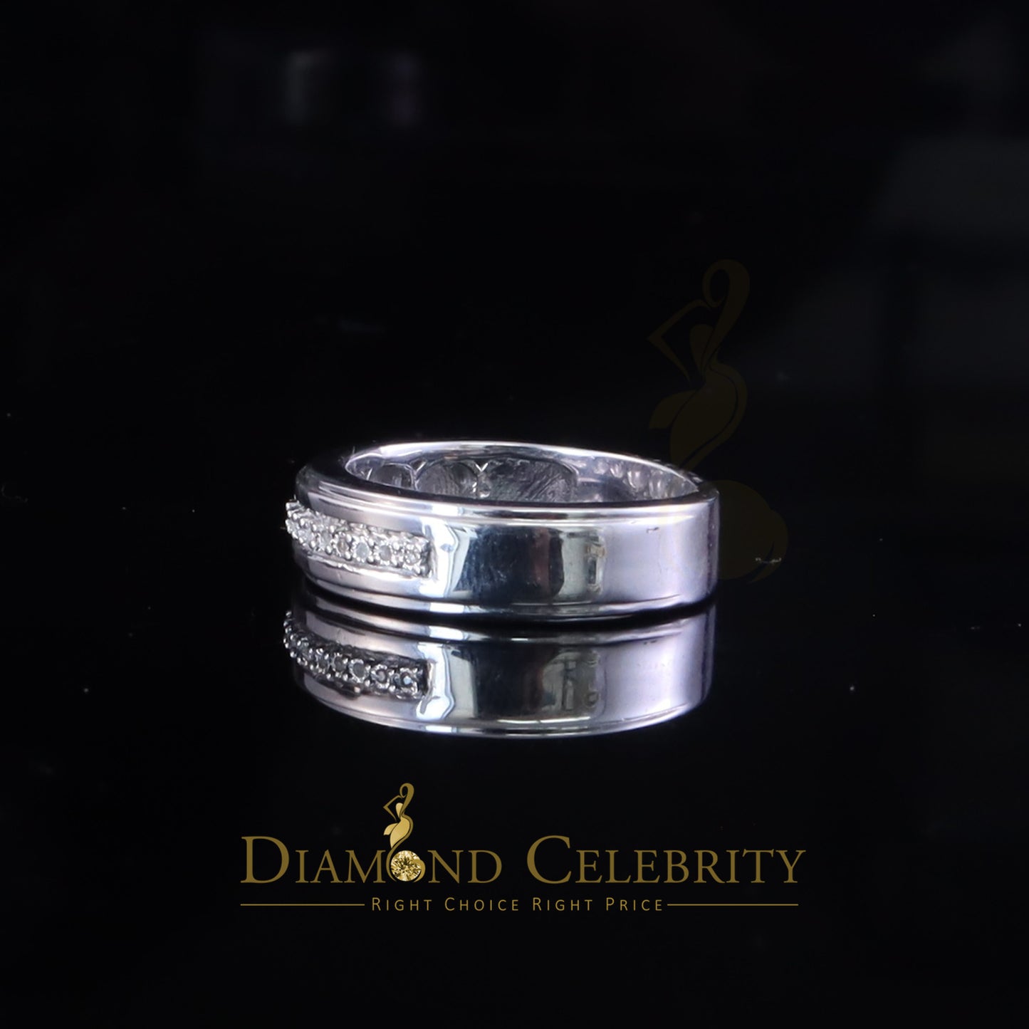 DiamondCelebritees 0.05ct In 925 Silver Round Cut White Diamond Men's Wedding Enternity Ring Size11