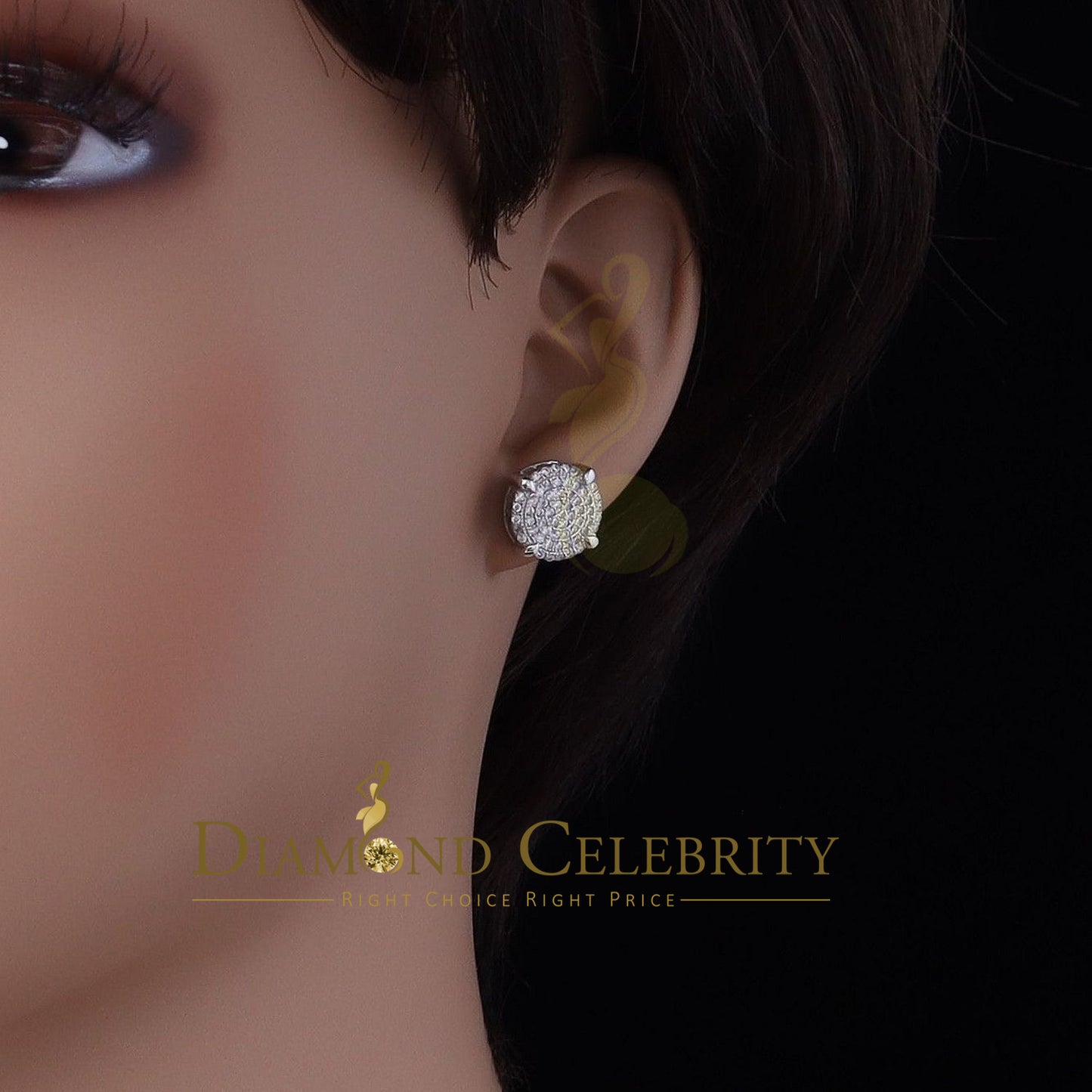DiamondCelebritees 925 White Sterling Silver 1.06ct Cubic Zirconia Round Women's Stud Earrings