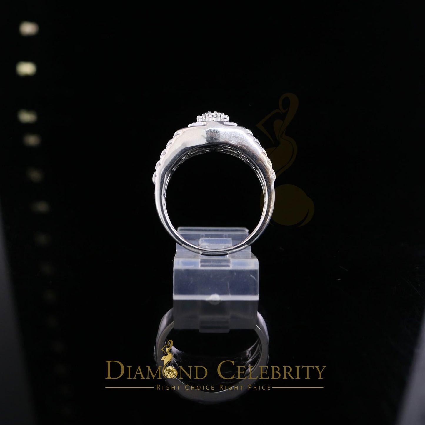 DiamondCelebritees 925 Sterling Silver 0.05ct Real Diamond Men's Style White Band Style Ring SZ 10