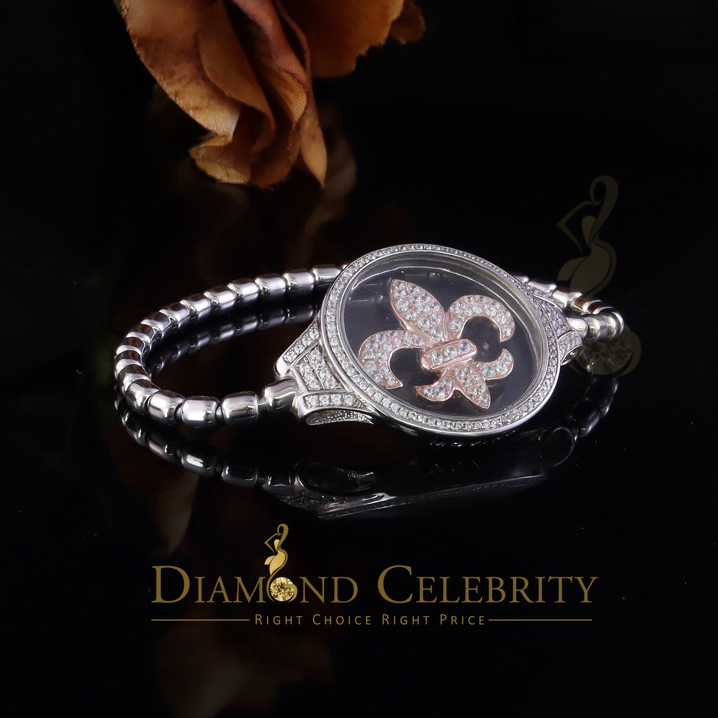 Diamondcelebritees Cubic Zirconia Size Long 7 inches 925 Sterling Silver White Dancing Bracelet