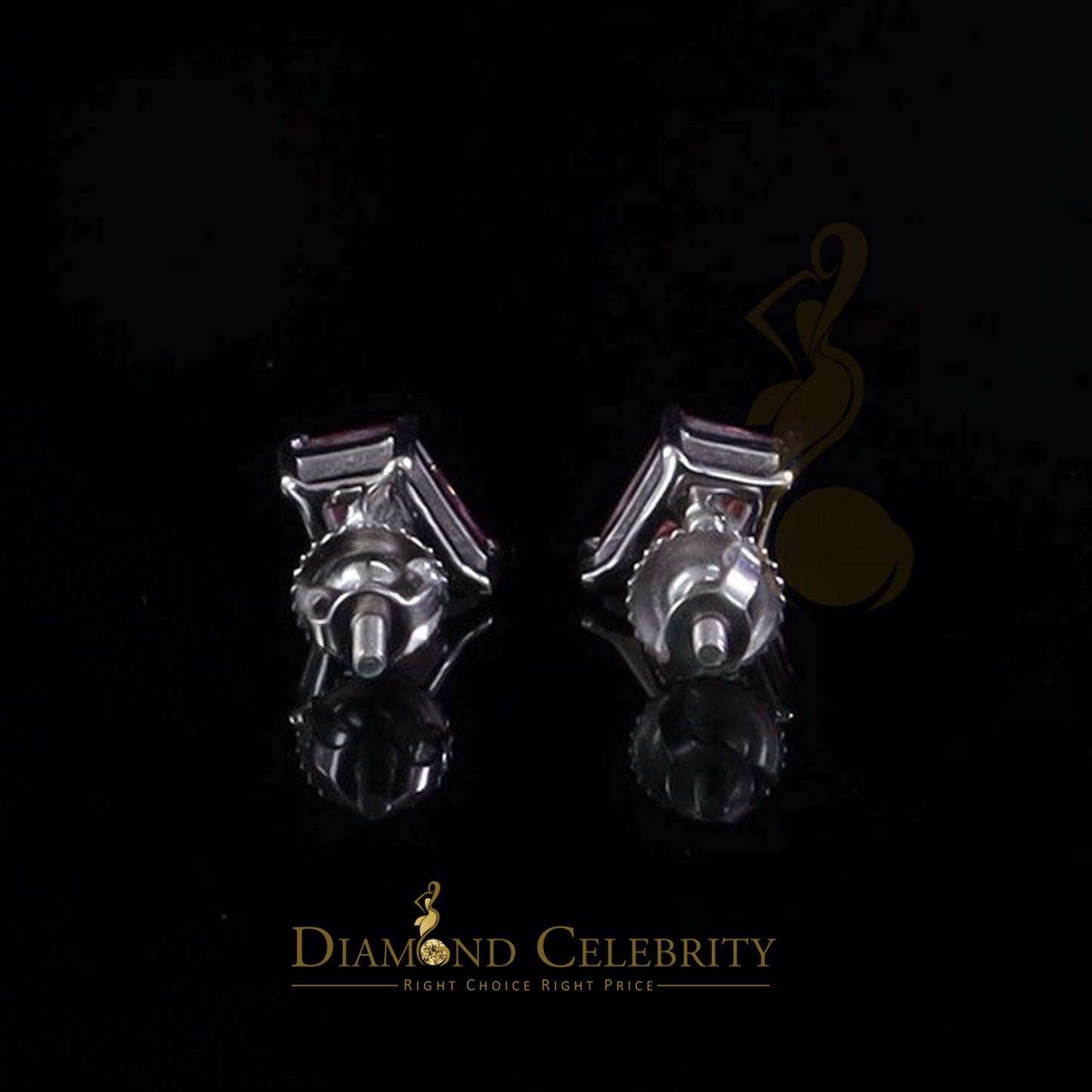 Diamondcelebritees 1.00CT VVS 'D' Pink Moissanite Women's 925White Silver Kite Shaped Stud Earrings