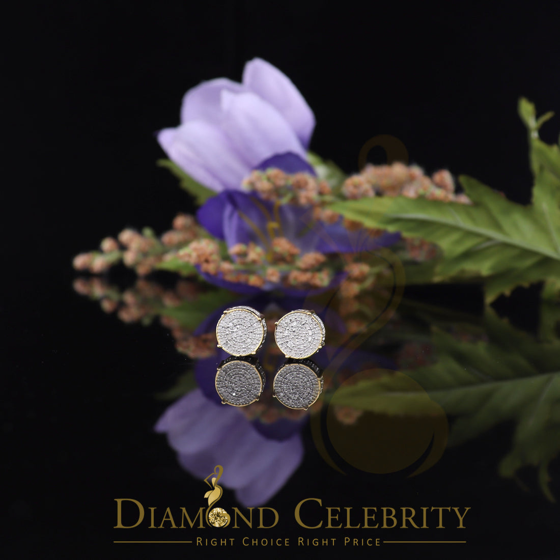 DiamondCelebritees 925 Sterling Silver Yellow Hip Hop 0.40ct Diamond Men's/ Women's Stud Earrings