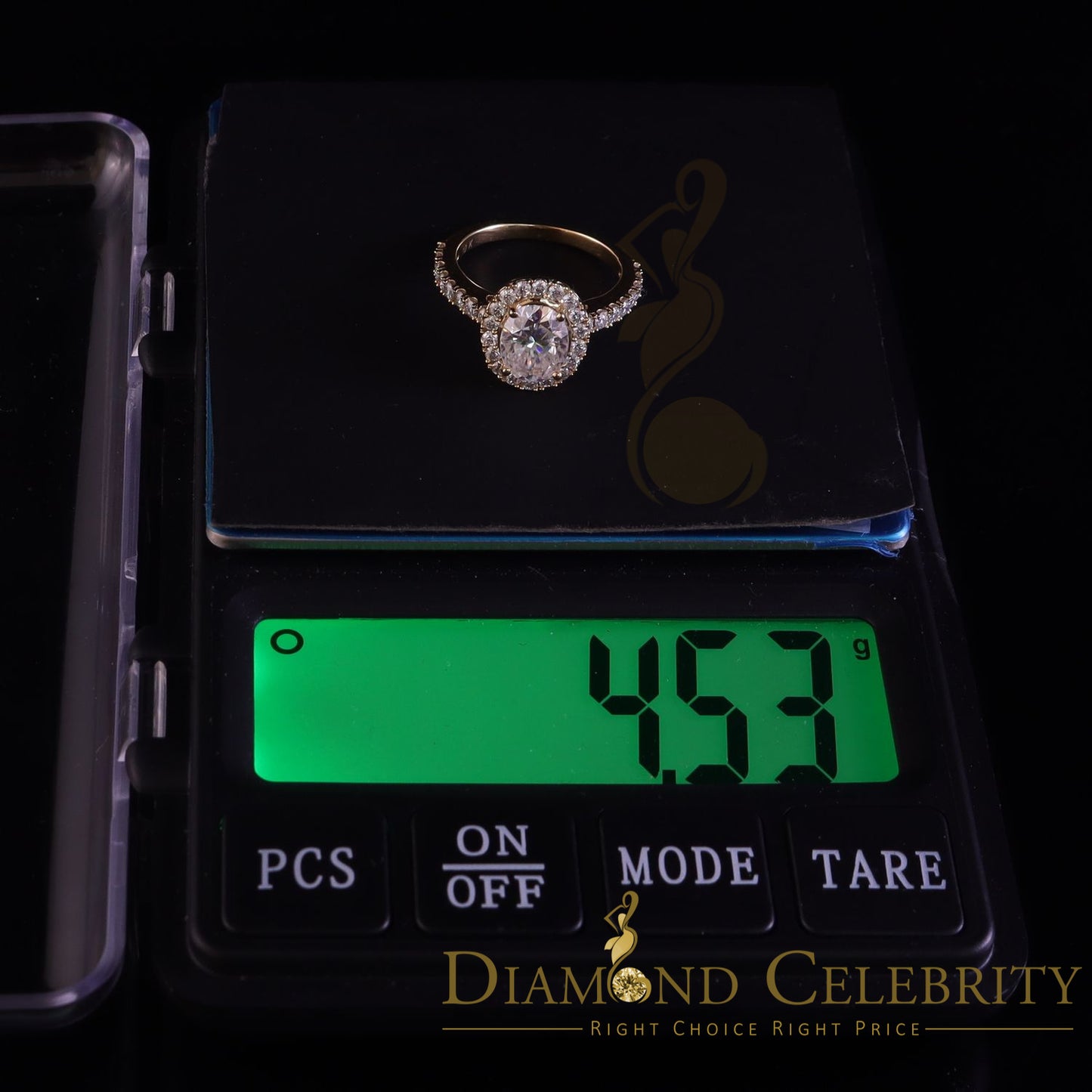 King Of Blings 10K Yellow Gold 3.00CT 'VVS' 'FL' D clr Oval Cut Moissonite Womens Ring S/7