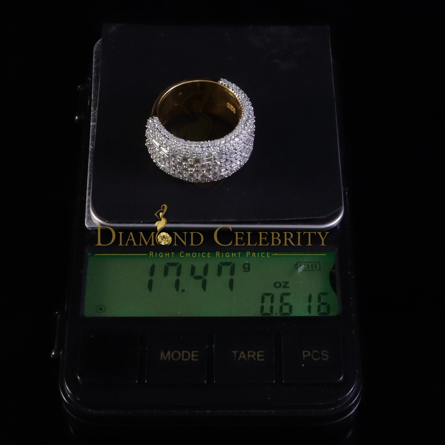 DiamondCelebritees Men's/Womens Silver Yellow 6.00ct VVS 'D' Moissanite Baguette Stone Band Size 10