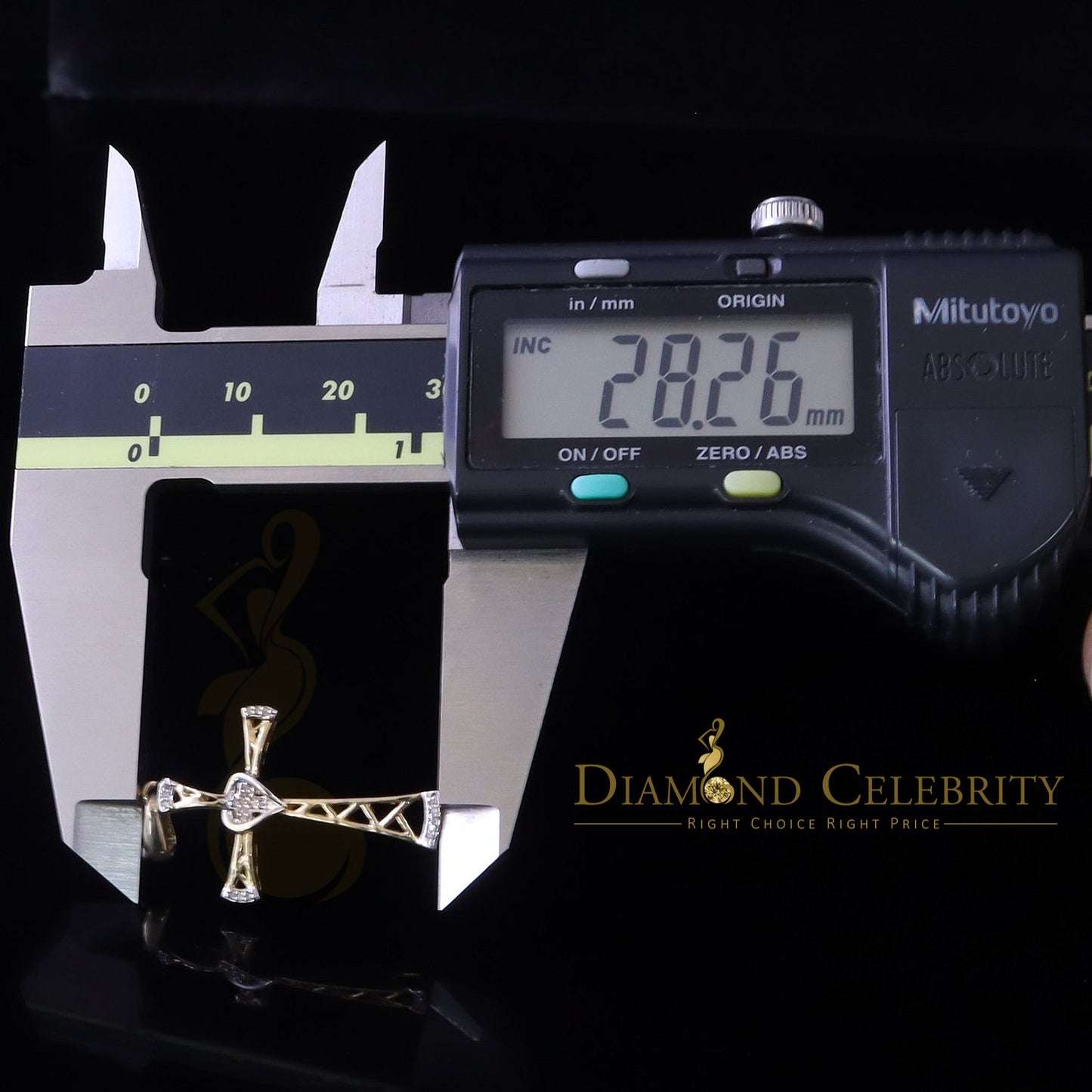 DiamondCelebritees Real 0.05ct Diamond Sterling Silver Yellow Cross Pendant