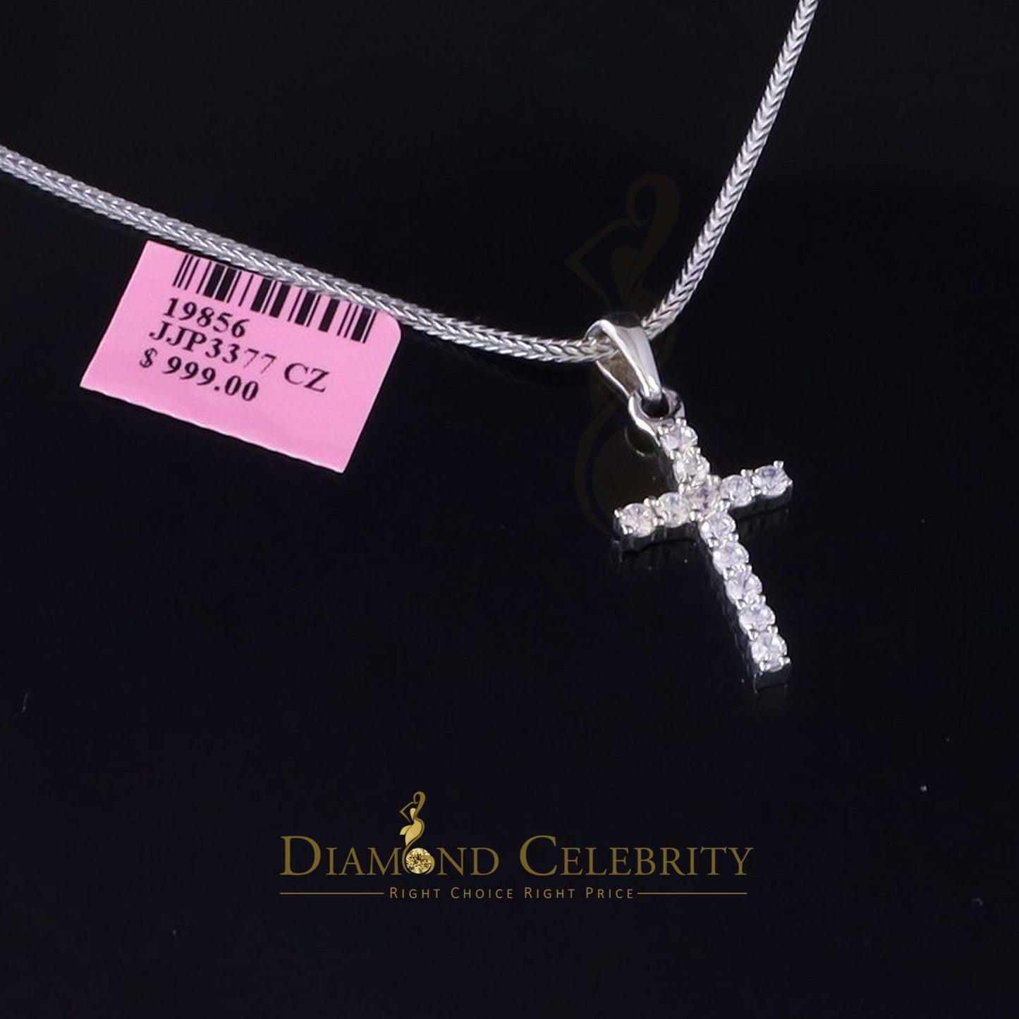 DiamondCelebritees White Beautiful CROSS Shape Sterling Silver Pendant 1.32ct Cubic Zirconia stone