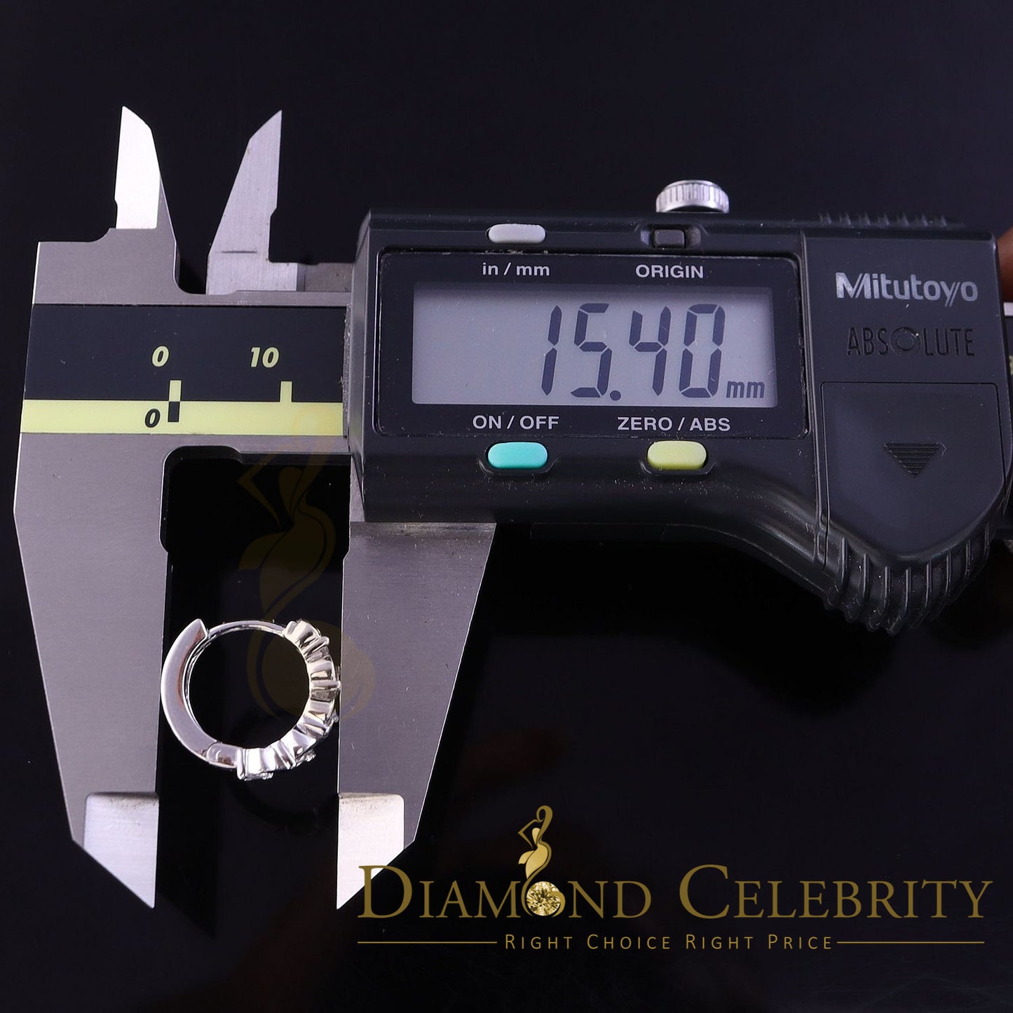 DiamondCelebritees Hip Hop Men's White 925 Sterling Silver Cubic Zirconia 1 row Huggie Hoop Earring