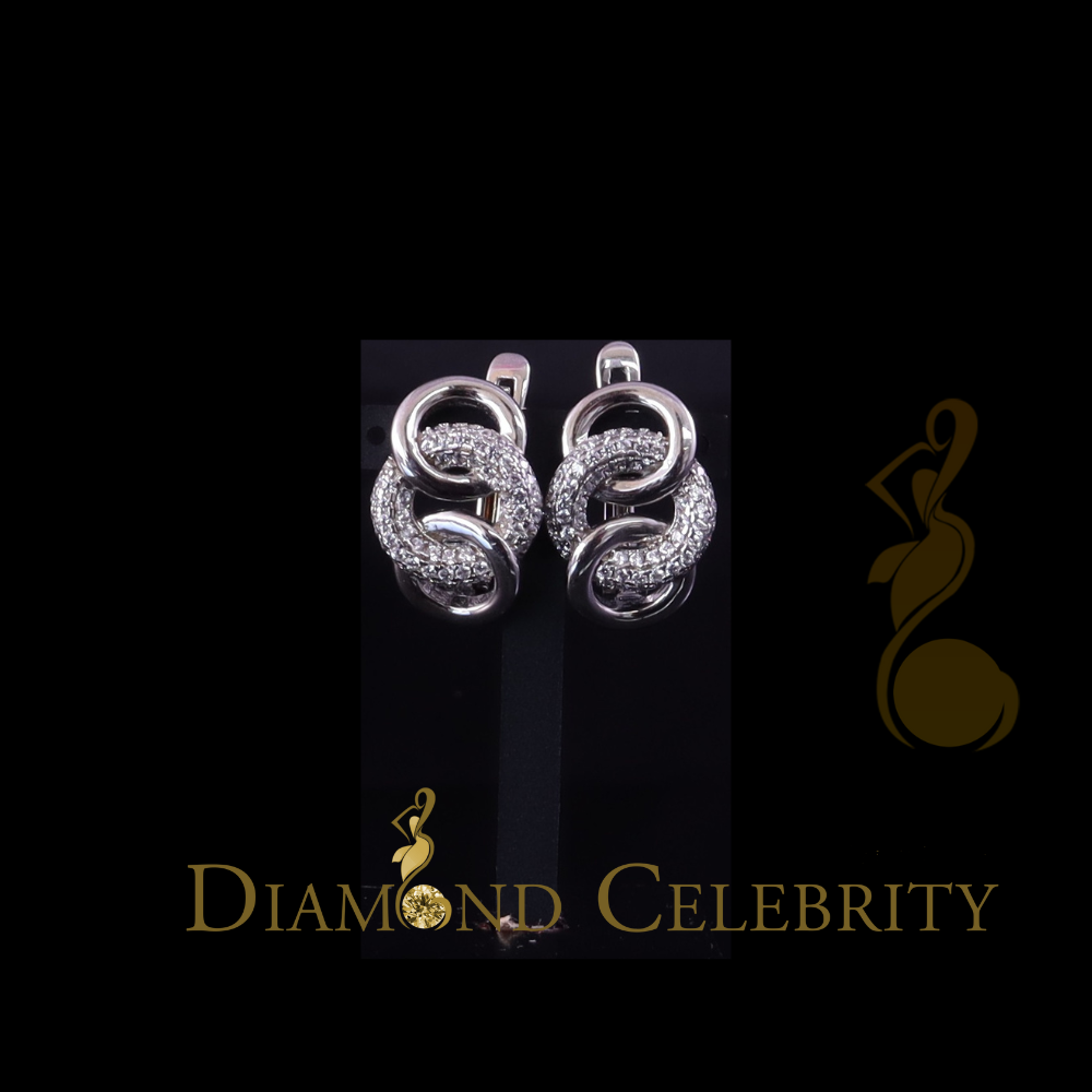 DiamondCelebritees 1.00ct Men hip hop white Gold 925 Sterling Silver Iced 3 row Huggie Hoop Earring