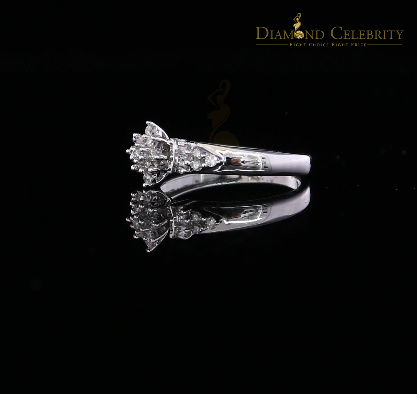 DiamondCelebritees Real 10k White Gold with 0.25CT Real Diamond Womens Diamond shape Ring Size 7