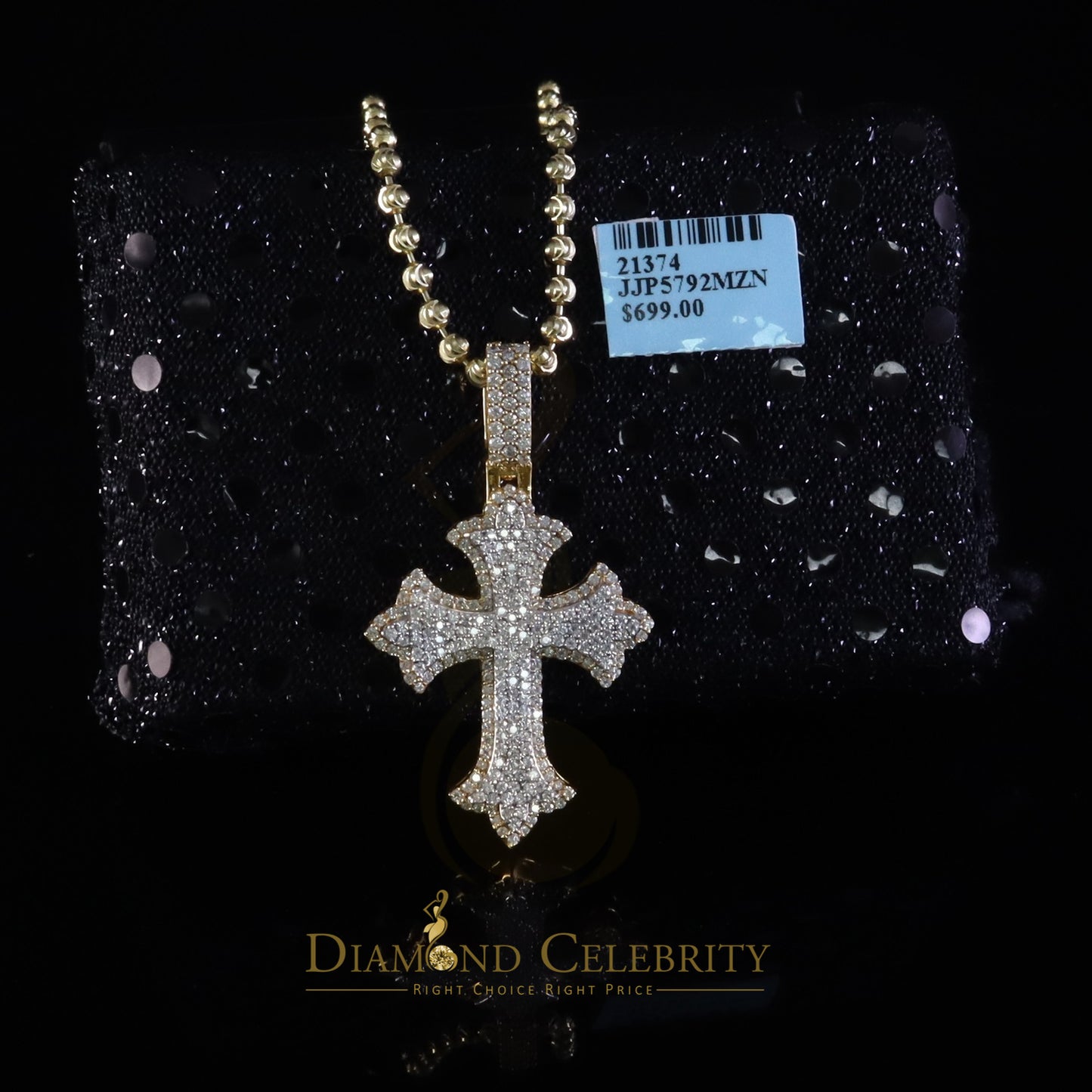 Diamondcelebritees Cross Patonce Pendant for Mens/Womens 925 Yellow Silver 2.00ct VVS D Moissanite