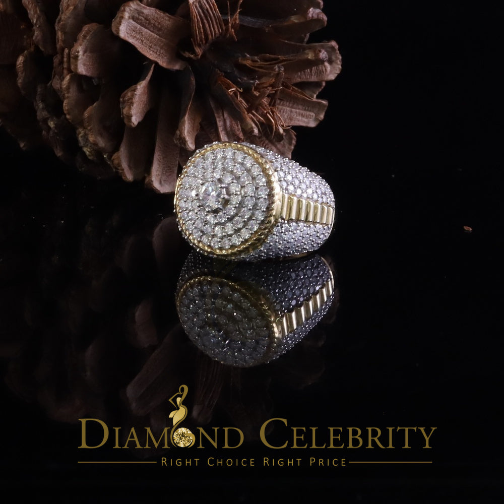 DiamondCelebritees Yellow 925 Silver 6.00ct VVS 'D' Moissanite Stone Round Rings Size 10 Men's