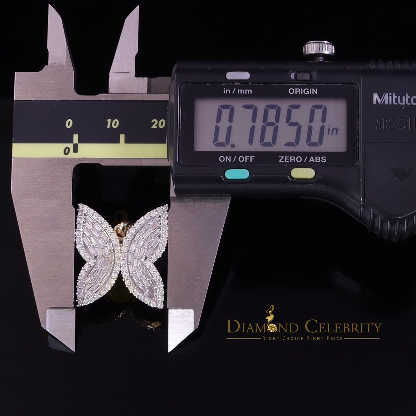 Diamondcelebritees Men's/Womens 925 Silver Yellow 1.50ct VVS 'D' Moissanite Butterfly Pendant