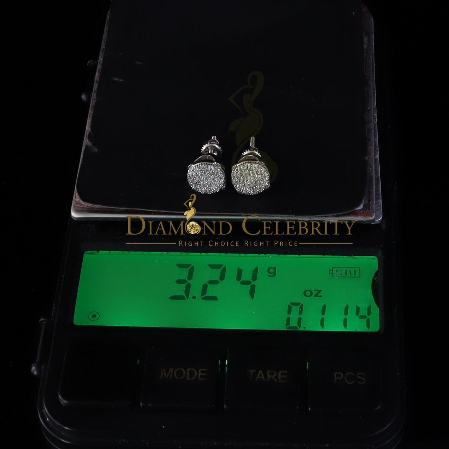 DiamondCelebritees White 925 Sterling Silver 0.76ct Cubic Zirconia Women's Hip Hop Round Earrings