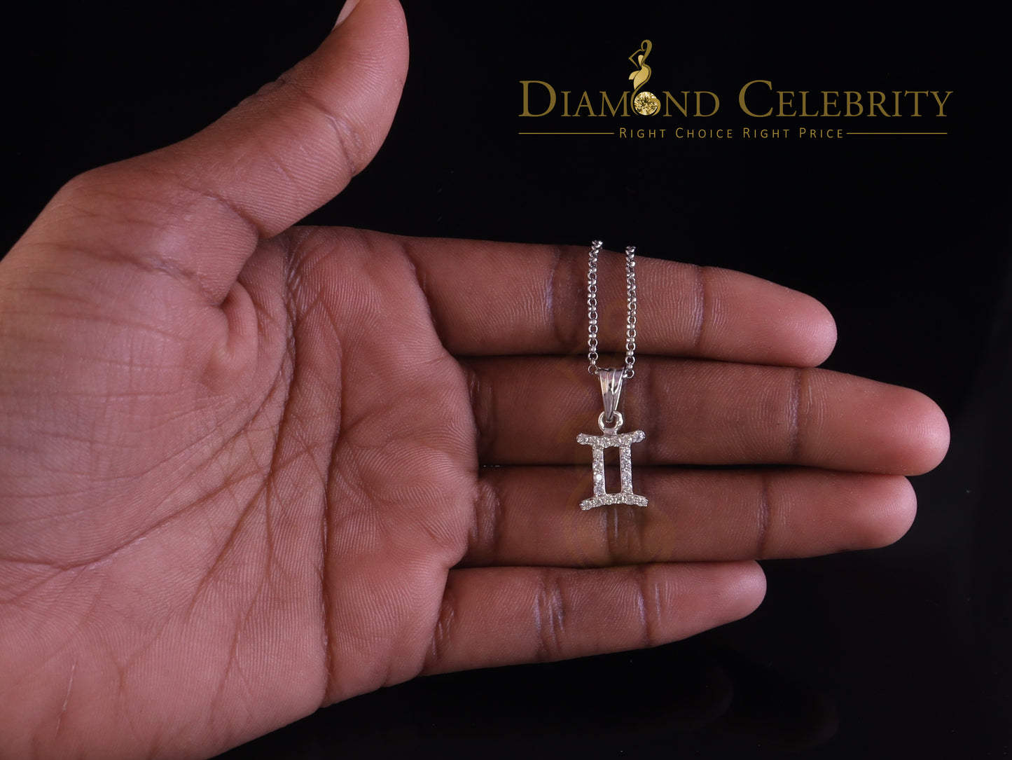 DiamondCelebritees 0.50ct Cubic Zirconia White Silver GEMINI JUNE Month Pendant Men's & Women's