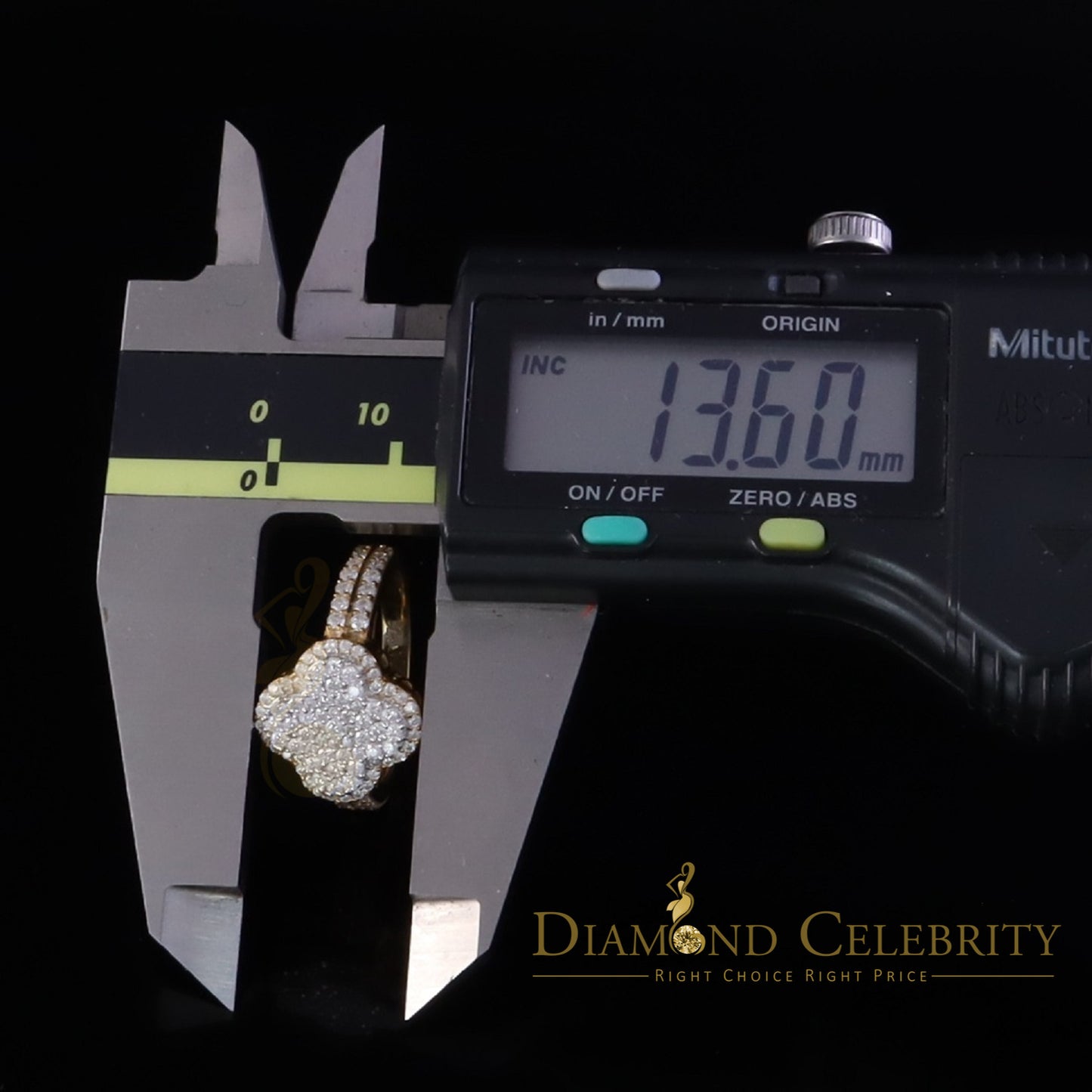 DiamondCelebritees 1.66ct VVS D Four Leaf Clover Silver Moissanite Yellow For Women's Ring Size 7