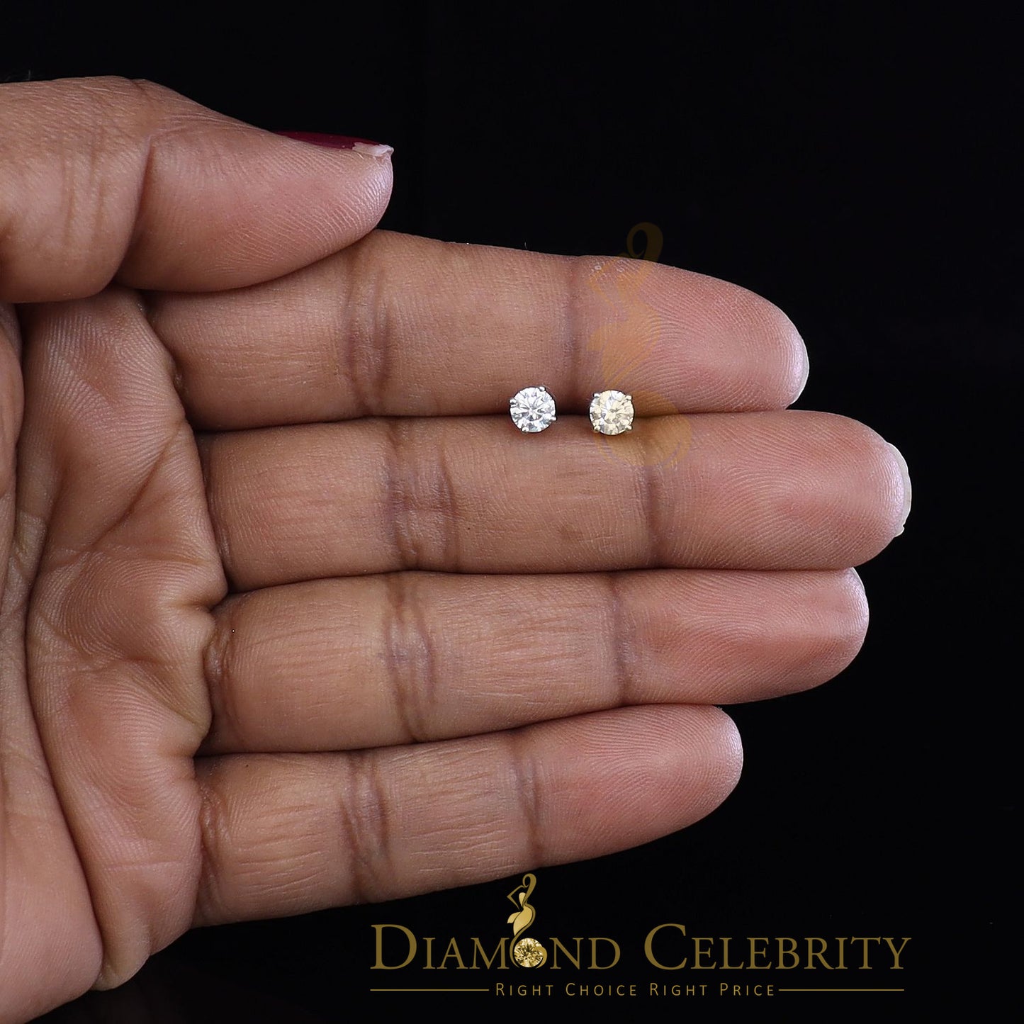 Diamondcelebritees Round 0.50ct VVS 'D' Moissanite Men's/Womens 925 Silver White Stud Earrings